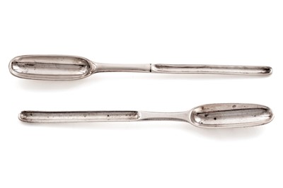 Lot 569 - Two George III Irish silver marrow scoops