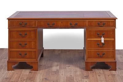 Lot 54 - A Georgian style mahogany pedestal desk