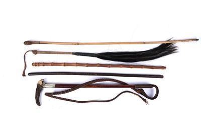 Lot 149 - A 20th Century leather riding crop; and other items
