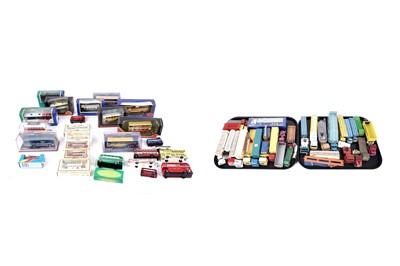 Lot 72 - A collection of diecast model buses, trucks and trailers