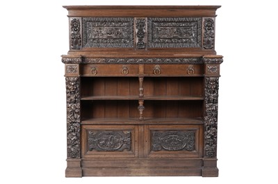 Lot 1268 - A 19th Century oak reverse breakfront sideboard