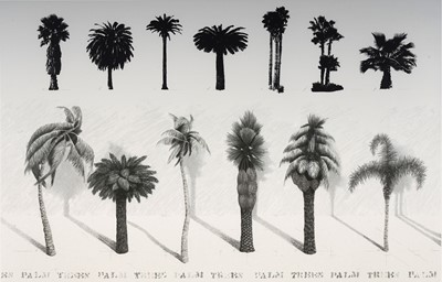 Lot 82 - Terry Wilson - Palm Trees 2nd Version in Gray | artist's proof lithograph