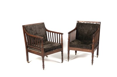 Lot 1288 - A matched pair of Regency mahogany library armchairs