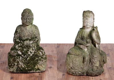 Lot 438 - Two substantial modern composite Buddha garden ornaments