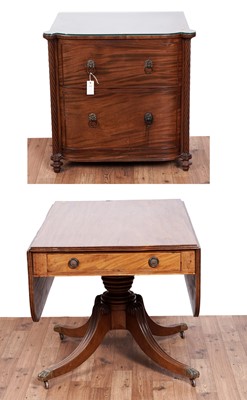 Lot 513 - A George III inlaid mahogany Pembroke table; and a Victorian mahogany chest of drawers