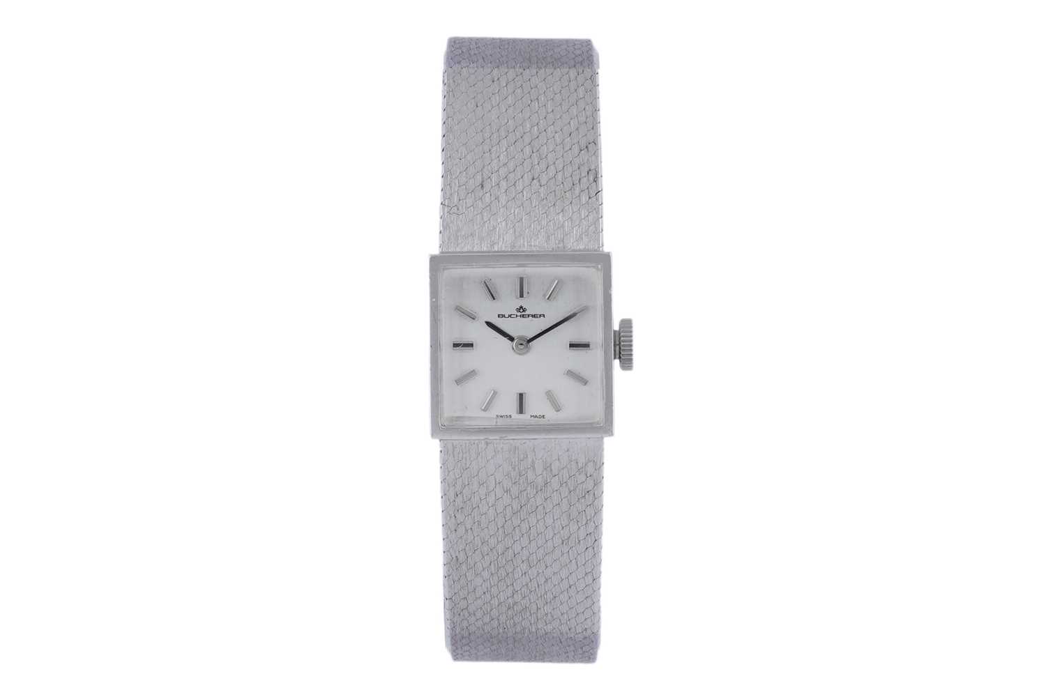 Lot 586 - Bucherer: an 18ct white gold manual wind cocktail watch