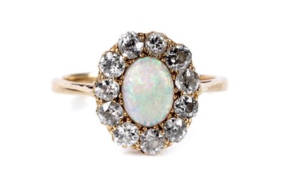 Lot 750 - A Victorian opal and diamond cluster ring