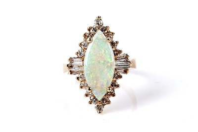 Lot 752 - An opal and diamond cluster dress ring