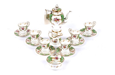 Lot 330 - A Coalport floral and green batwing pattern coffee service