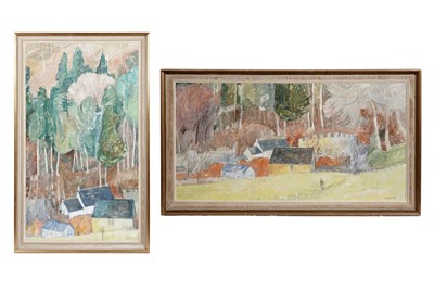 Lot 905 - Julia Wroughton – Woodland and Farm landscapes | oils