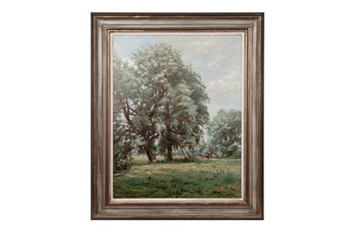 Lot 1034 - Robert Payton Reid ARSA - Cattle Grazing, Inverkeithing Fife | oil