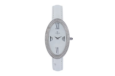 Lot 577 - Christopher Ward T9 L'Ovale: a diamond set stainless steel cased lady's wristwatch