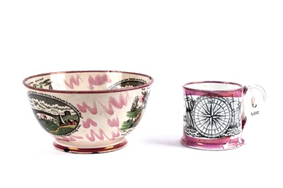 Lot 378 - A Sunderland lustre mug and a bowl