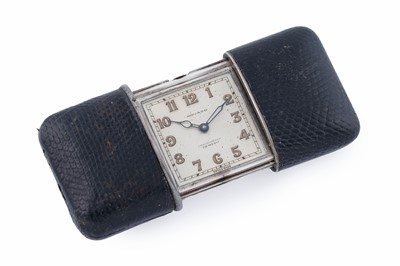 Lot 582 - Movado Ermeto: a silver and leather cased chronometer bag watch