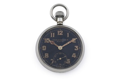 Lot 433 - Carley & Clemence Ltd: a military steel cased pocket watch with Rolex marks to back