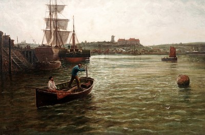 Lot 1016 - Bernard Benedict Hemy - Shipping on the Wear | oil