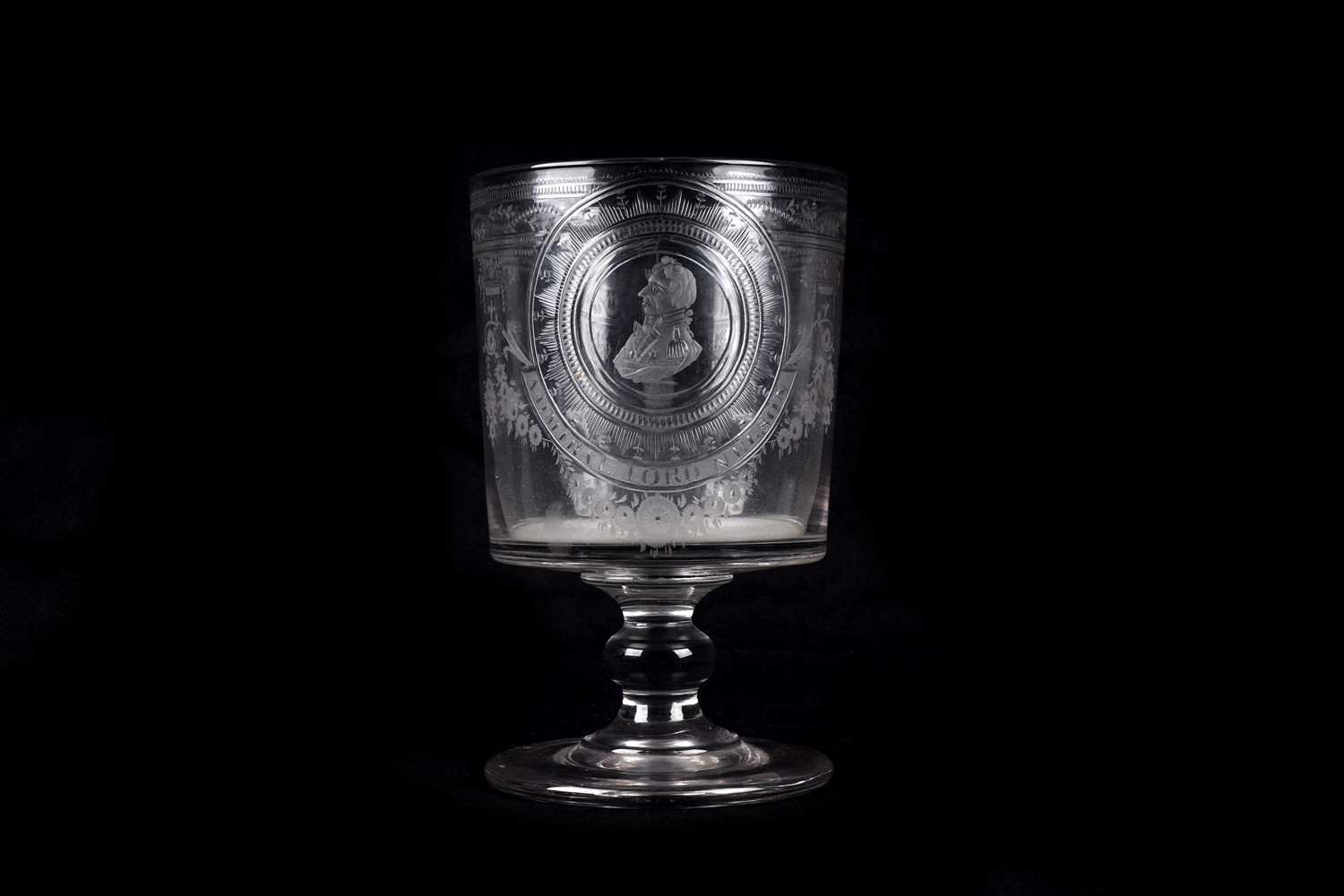 Lot 1168 - A Nelson commemorative glass goblet