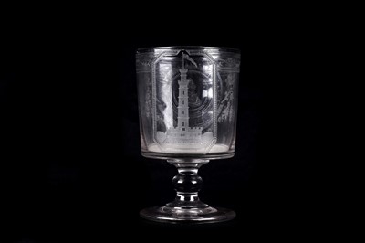 Lot 1168 - A Nelson commemorative glass goblet