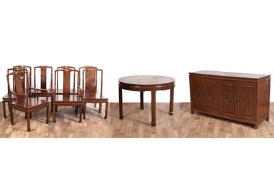 Lot 62 - A Chinese Ming style hardwood ten-piece dining room suite