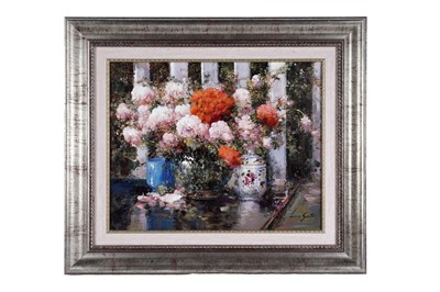 Lot 635 - Lucie Sarto – Still life study of flowers | oil