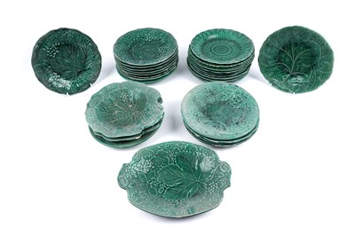Lot 384 - A collection of 19th Century and later leaf and vine pattern Majolica