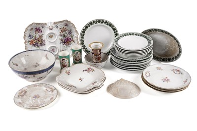 Lot 366 - A selection of ceramics; and a carved mother-of-pearl shell