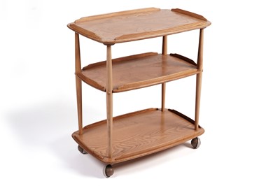 Lot 680 - Lucian Ercolani for Ercol: a ‘Windsor’ model 458 elm and beech three tier drinks trolley