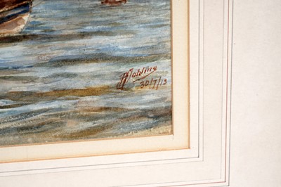 Lot 965 - Robert Jobling - A fishing boat makes its way out to sea | watercolour