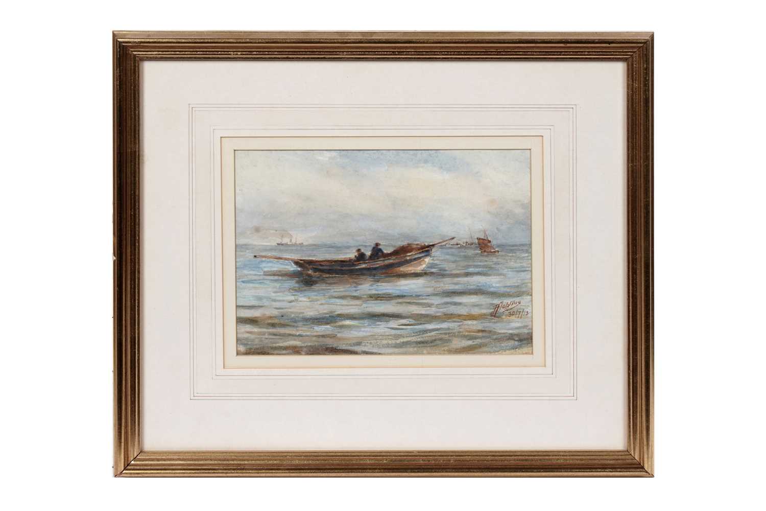 Lot 965 - Robert Jobling - A fishing boat makes its way out to sea | watercolour