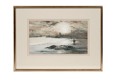 Lot 57 - Thomas Swift Hutton - North Shields at sunset | watercolour