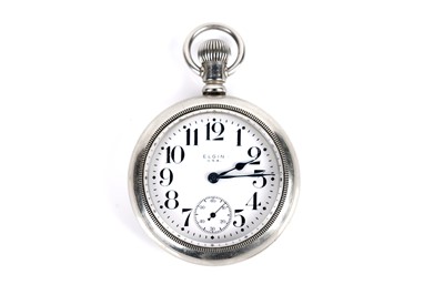 Lot 300 - Elgin: a steel cased open faced pocket watch