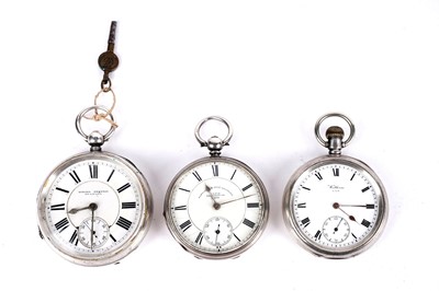 Lot 301 - Three silver cased open faced pocket watches