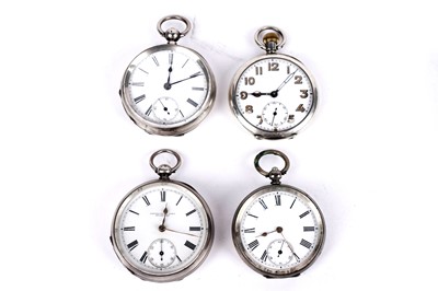 Lot 302 - Four silver cased open faced pocket watches