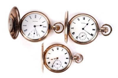 Lot 305 - Waltham: three gilt cased pocket watches