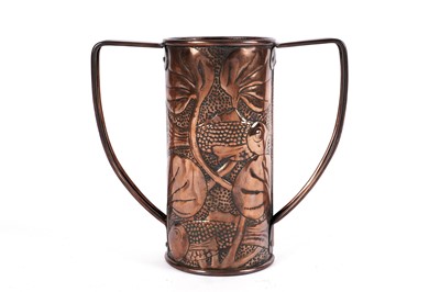 Lot 681 - An Arts and Crafts copper two handled jug