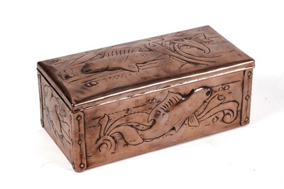 Lot 697 - A Newlyn School style Arts and Crafts copper lidded box