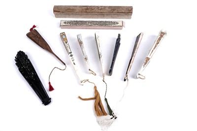 Lot 324 - A collection of eight early 20th Century fans; and two fan boxes