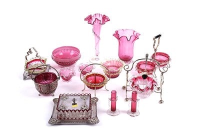 Lot 405 - A collection of early 20th Century and later cranberry glass