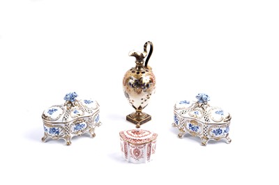 Lot 342 - A pair of Continental porcelain potpourri boxes; and other items