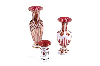 Lot 398 - Three ruby vases