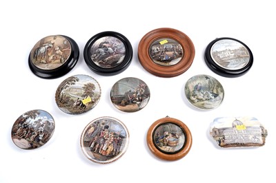 Lot 305 - A collection of Prattware pot lids