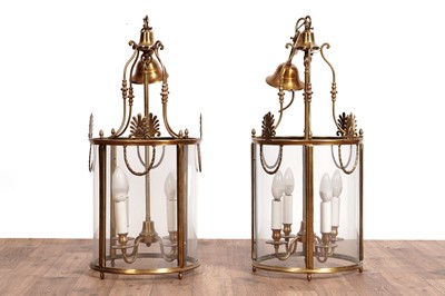 Lot 611 - A pair of 20th Century four-branch ceiling lamps