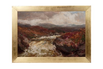 Lot 1 - John Falconar Slater - Misty Highland with heather and stream | oil