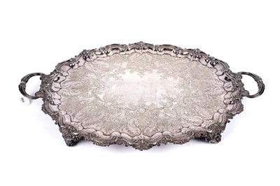 Lot 323 - A Victorian electroplated two-handled tea tray