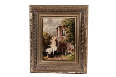 Lot 631 - Jan Beekhout - A Stroll by the Church | oil on board
