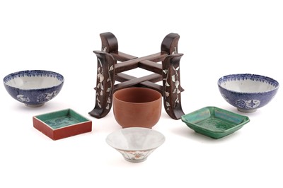 Lot 248 - A small Chinese famille verte shallow bowl; and other items