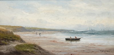 Lot 20 - John Davison Liddell – A view of Saint Mary’s Lighthouse, Whitley Bay | oil