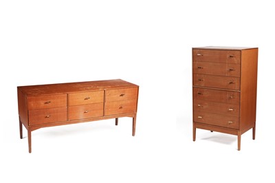 Lot 660 - Golden Key: a mid-Century teak sideboard and chest of drawers
