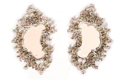 Lot 837 - After Dresden: a pair of 19th Century Continental girandole wall mirrors