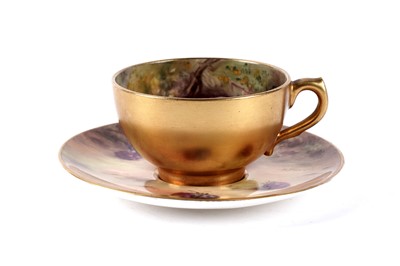 Lot 1108 - A Royal Worcester miniature fruit painted teacup and saucer